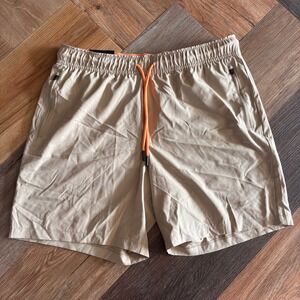 Motion Identity Shorts Mens Medium Hampton Khaki Orange Drawstring AM14SH010 NEW